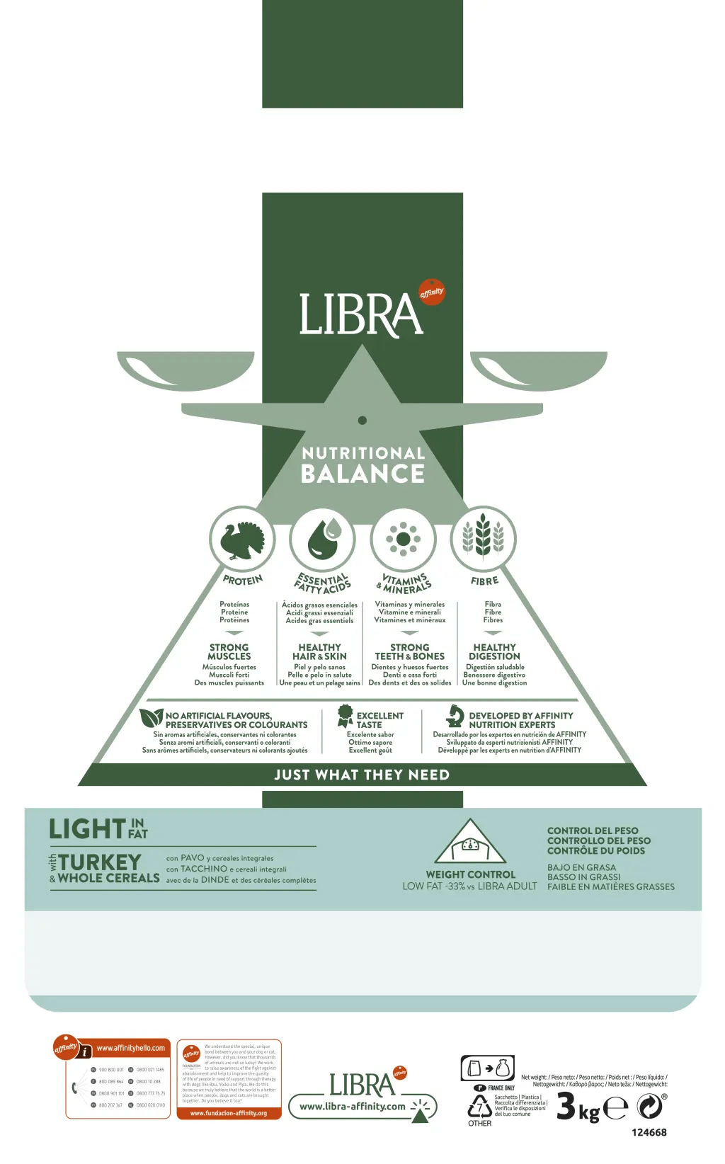 LIGHT IN FAT con PAVO Y CEREALES INTEGRALES